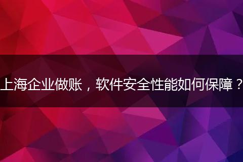 上海企业做账，软件安全性能如何保障？
