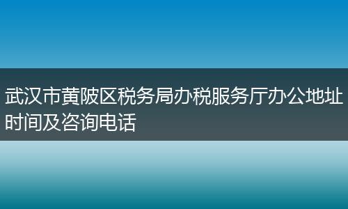 武汉市黄陂区税务局办税服务厅办公地址时间及咨询电话