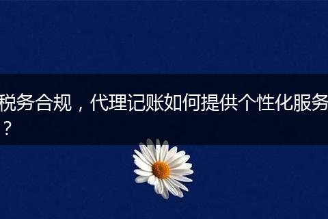税务合规，代理记账如何提供个性化服务？