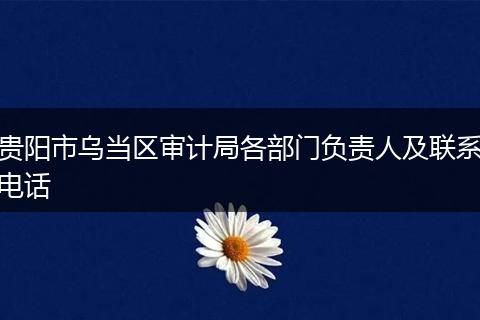 贵阳市乌当区审计局各部门负责人及联系电话