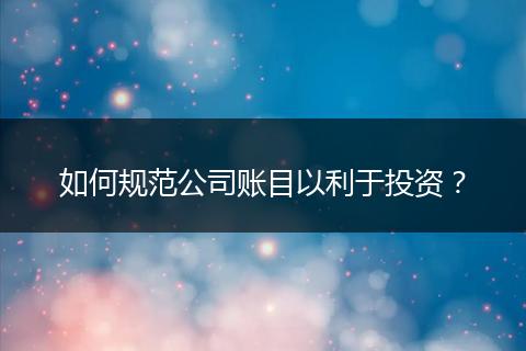 如何规范公司账目以利于投资？