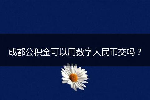 成都公积金可以用数字人民币交吗?