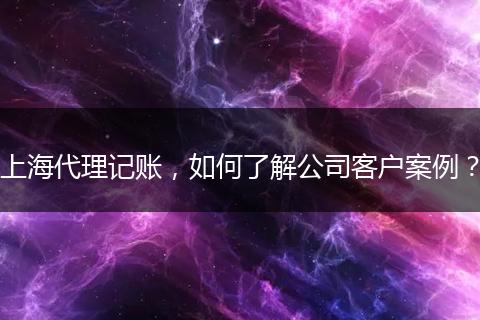 上海代理记账，如何了解公司客户案例？