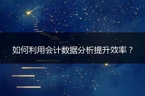 如何利用会计数据分析提升效率？