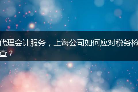 代理会计服务，上海公司如何应对税务检查？
