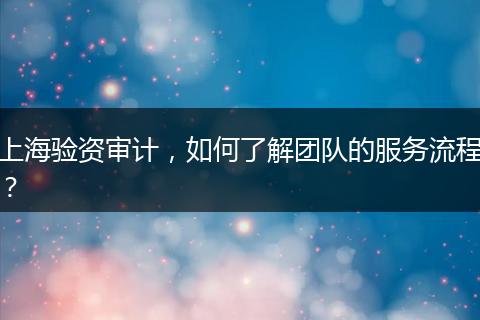上海验资审计，如何了解团队的服务流程？