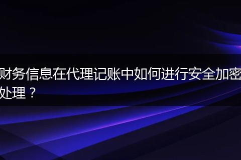 财务信息在代理记账中如何进行安全加密处理？