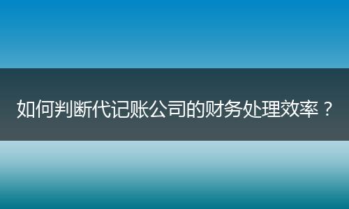 如何判断代记账公司的财务处理效率？