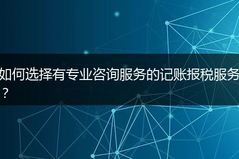 如何选择有专业咨询服务的记账报税服务？