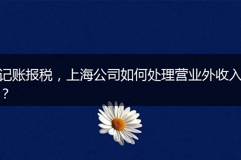 记账报税，上海公司如何处理营业外收入？