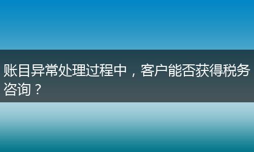 账目异常处理过程中，客户能否获得税务咨询？