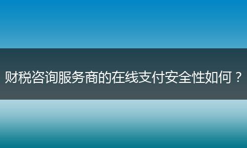 财税咨询服务商的在线支付安全性如何？