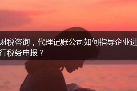 财税咨询，代理记账公司如何指导企业进行税务申报？