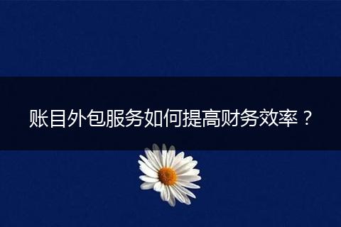 账目外包服务如何提高财务效率？
