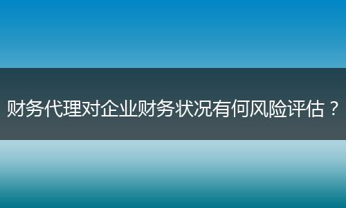 财务代理对企业财务状况有何风险评估?