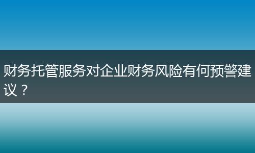 财务托管服务对企业财务风险有何预警建议？