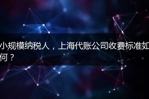 小规模纳税人，上海代账公司收费标准如何？