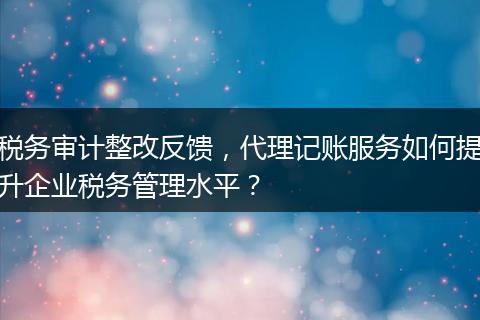 税务审计整改反馈，代理记账服务如何提升企业税务管理水平？