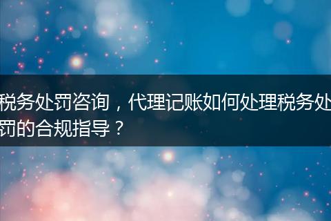税务处罚咨询，代理记账如何处理税务处罚的合规指导？