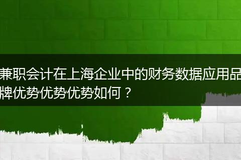 兼职会计在上海企业中的财务数据应用品牌优势优势优势如何？