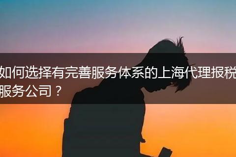 如何选择有完善服务体系的上海代理报税服务公司？