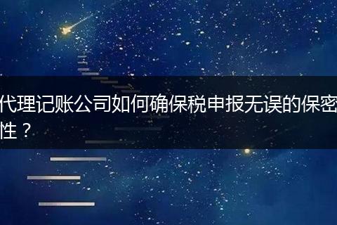 代理记账公司如何确保税申报无误的保密性？