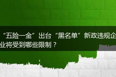 “五险一金”出台“黑名单”新政违规企业将受到哪些限制？