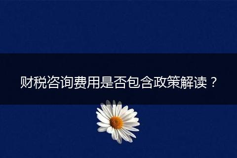 财税咨询费用是否包含政策解读？