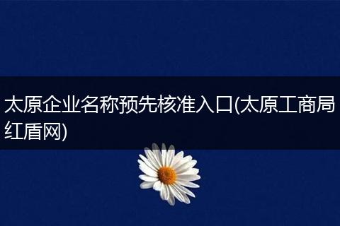 太原企业名称预先核准入口(太原工商局红盾网)