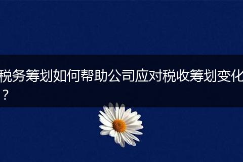 税务筹划如何帮助公司应对税收筹划变化？