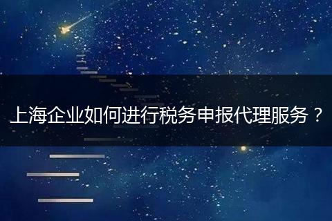 上海企业如何进行税务申报代理服务?
