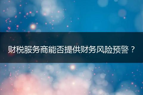 财税服务商能否提供财务风险预警?