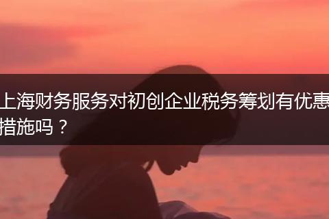 上海财务服务对初创企业税务筹划有优惠措施吗?