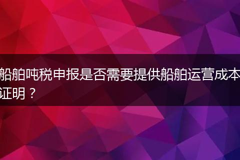 船舶吨税申报是否需要提供船舶运营成本证明?