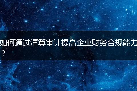 如何通过清算审计提高企业财务合规能力?