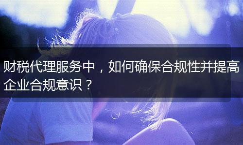 财税代理服务中，如何确保合规性并提高企业合规意识？