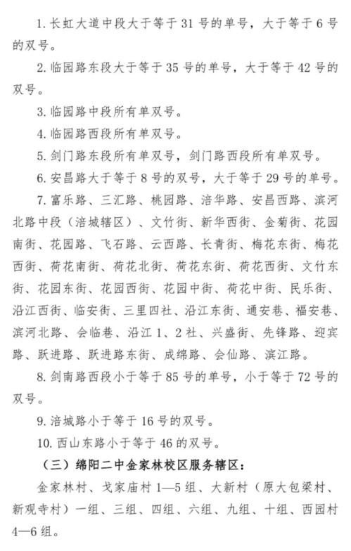 绵阳涪城区学校招生范围2025