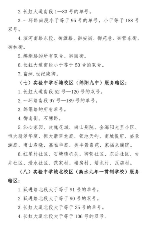 绵阳涪城区学校招生范围2025