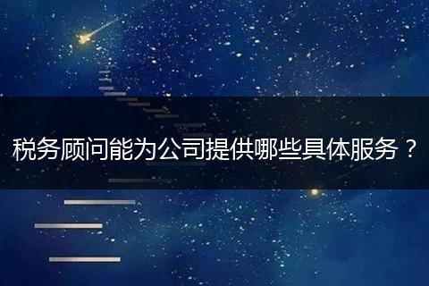 税务顾问能为公司提供哪些具体服务？
