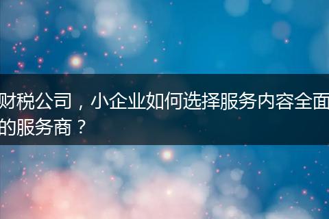 财税公司，小企业如何选择服务内容全面的服务商？