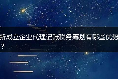 新成立企业代理记账税务筹划有哪些优势？