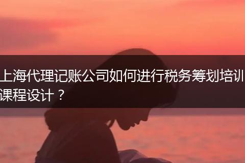 上海代理记账公司如何进行税务筹划培训课程设计?