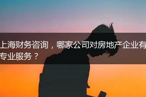 上海财务咨询,哪家公司对房地产企业有专业服务?