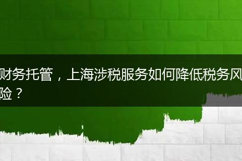 财务托管,上海涉税服务如何降低税务风险?