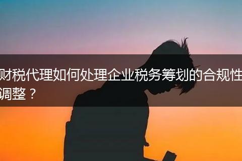 财税代理如何处理企业税务筹划的合规性调整?