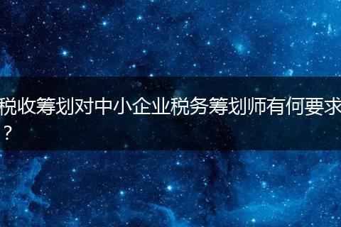 税收筹划对中小企业税务筹划师有何要求？