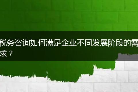 税务咨询如何满足企业不同发展阶段的需求?