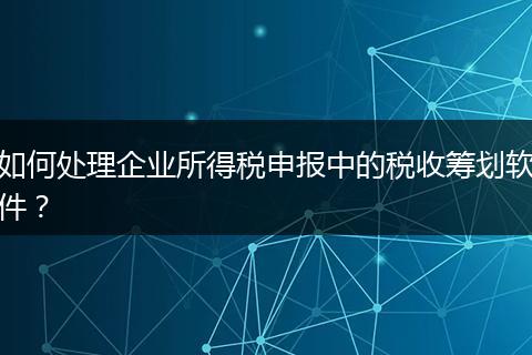 如何处理企业所得税申报中的税收筹划软件?