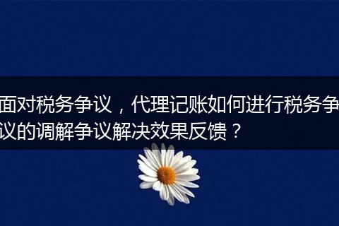 面对税务争议,代理记账如何进行税务争议的调解争议解决效果反馈?