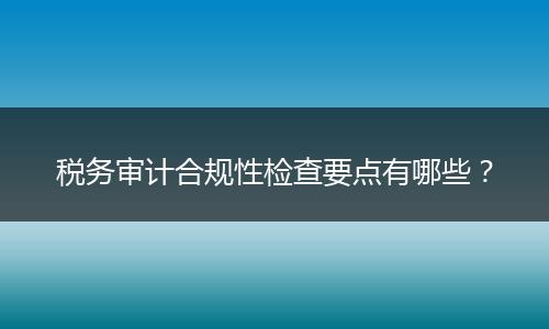 税务审计合规性检查要点有哪些?